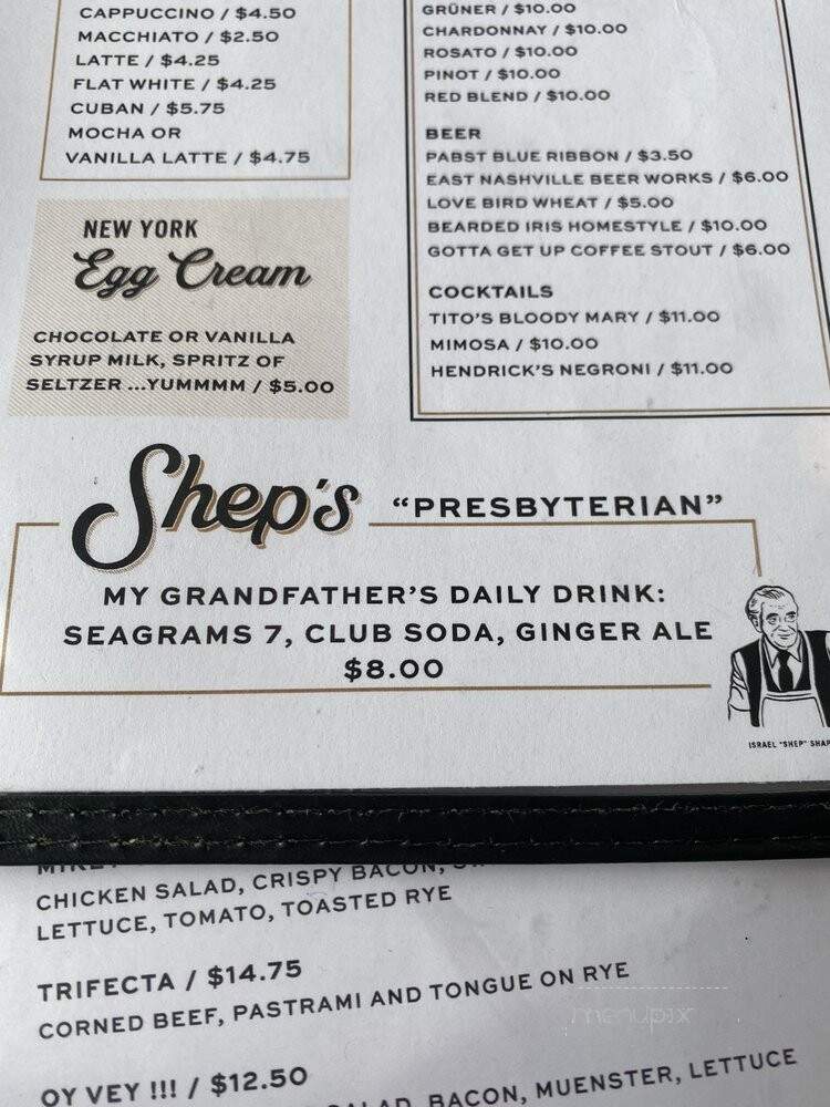 Shep's Delicatessen - Nashville, TN menu_pic