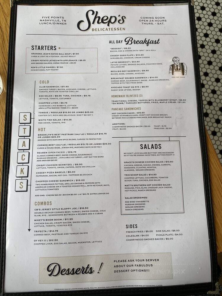 Shep's Delicatessen - Nashville, TN menu_pic