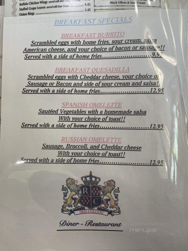 The Red Colony Diner - Brookfield, CT menu_pic