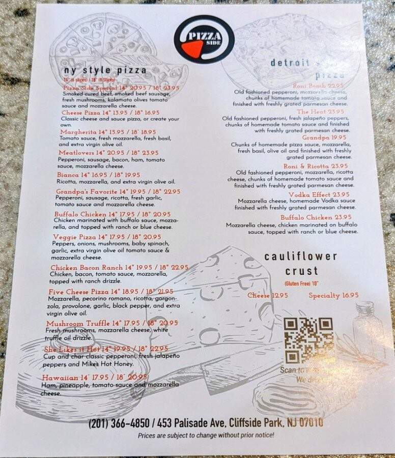 Pizza Side NJ - Cliffside Park, NJ menu_pic