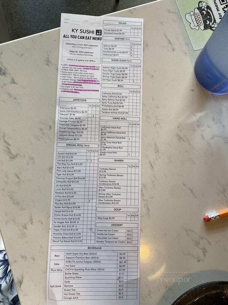 KY Sushi - Irvine, CA menu_pic