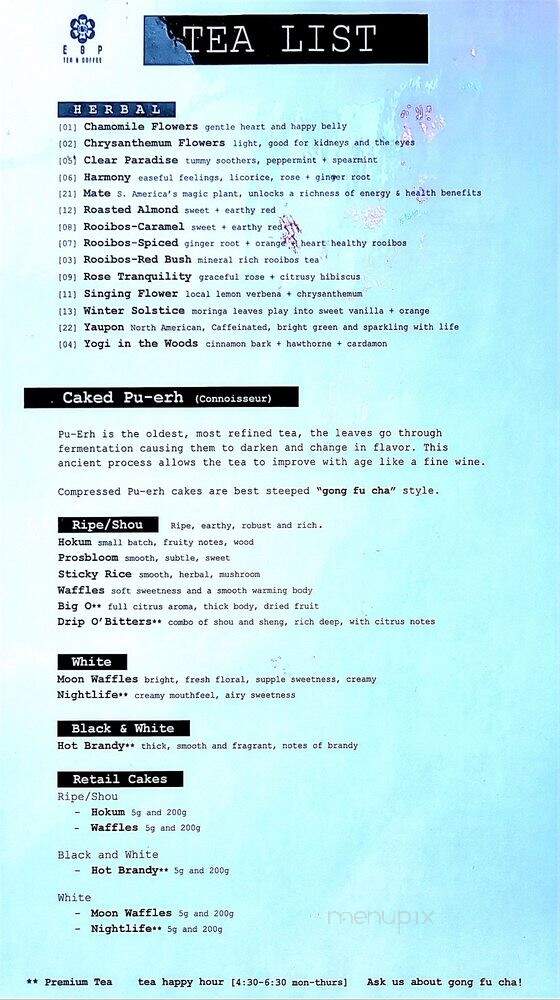 ESP Tea and Coffee - Alexandria, VA menu_pic