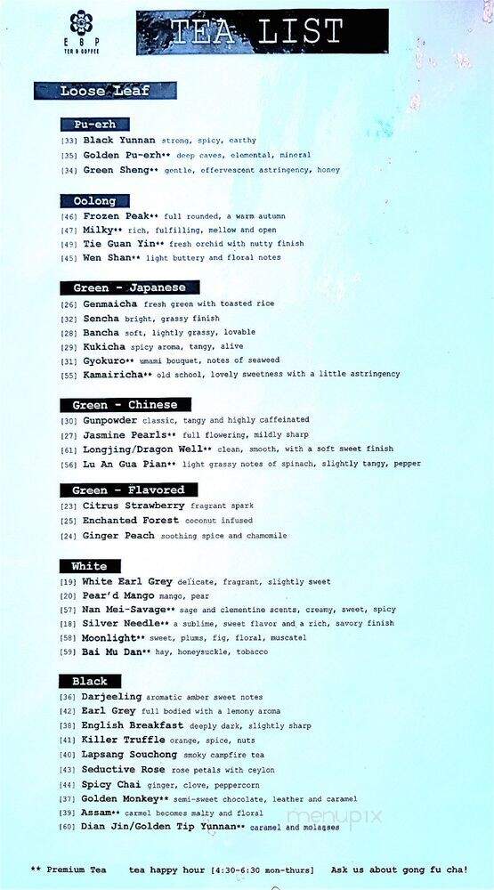 ESP Tea and Coffee - Alexandria, VA menu_pic