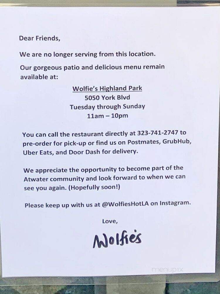 Wolfies Hot Chicken - Los Angeles, CA menu_pic