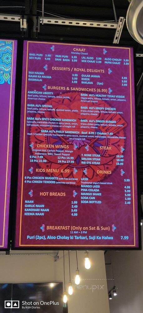 Baba Ali's Kitchen - Lewisville, TX menu_pic