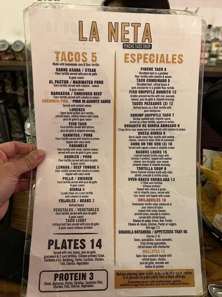 La Neta - Boston, MA menu_pic