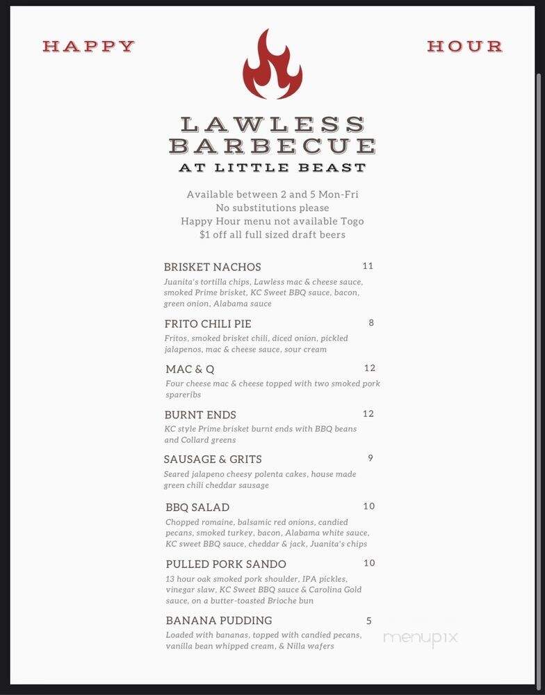 Lawless Barbecue - Portland, OR menu_pic