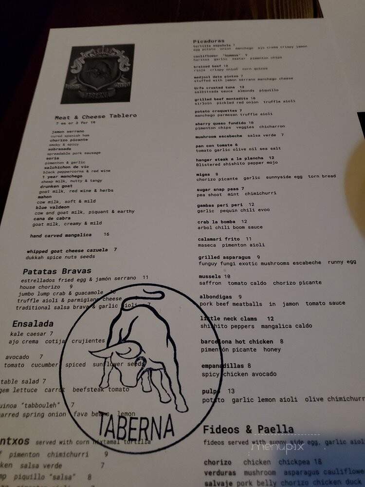 Toro Taberna - West Hartford, CT menu_pic