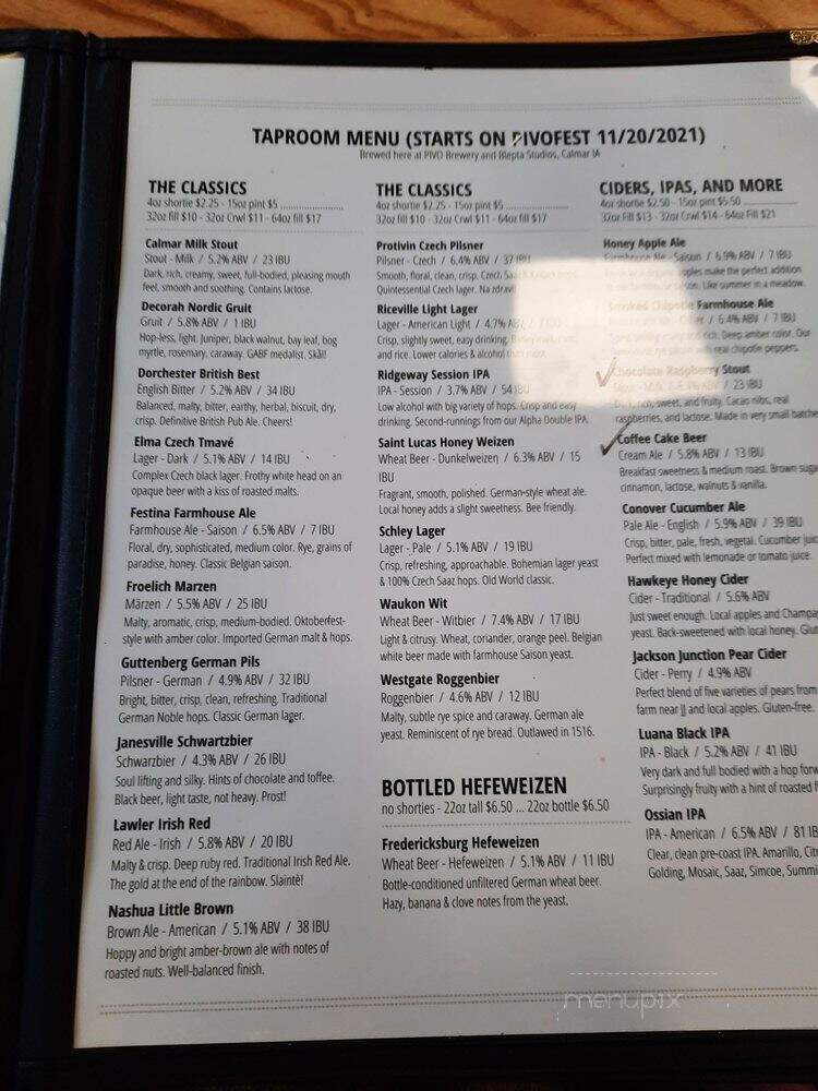 Pivo Blepta - Calmar, IA menu_pic