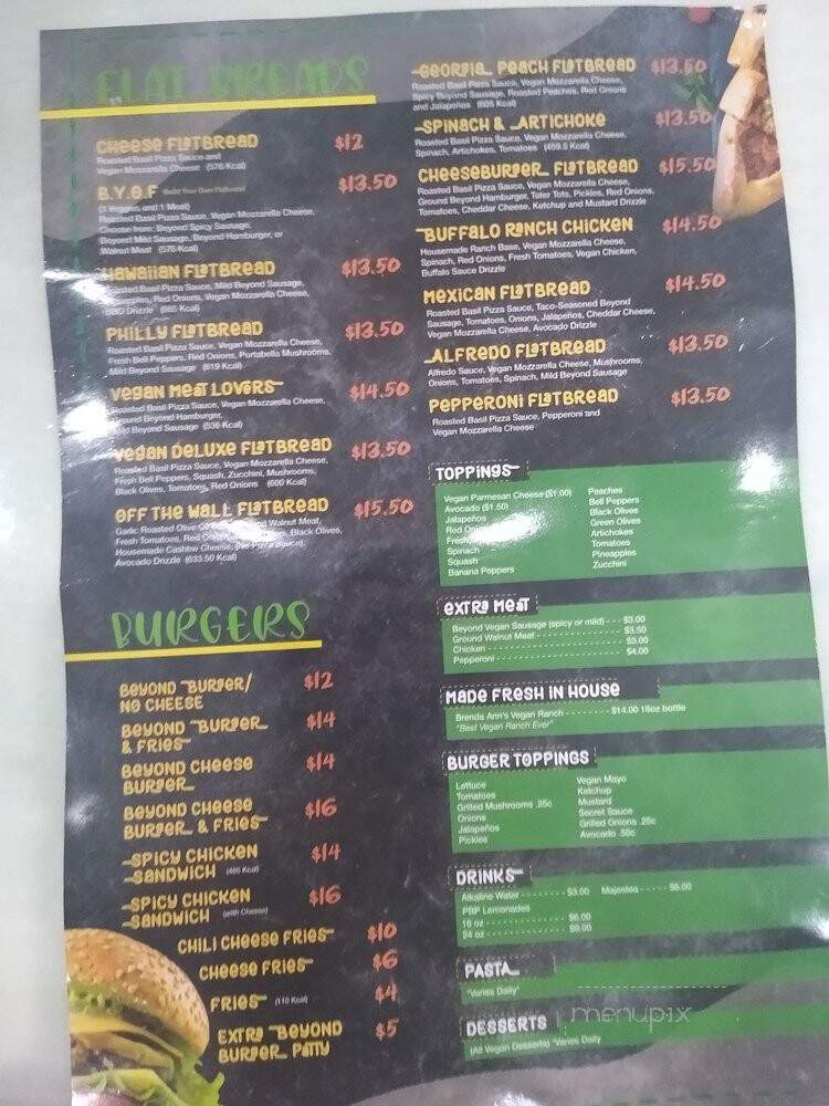 Plant Based Pizzeria - Sandy Springs, GA menu_pic