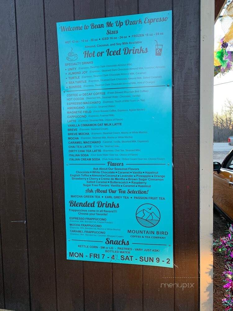 Bean Me Up - Eureka Springs, AR menu_pic