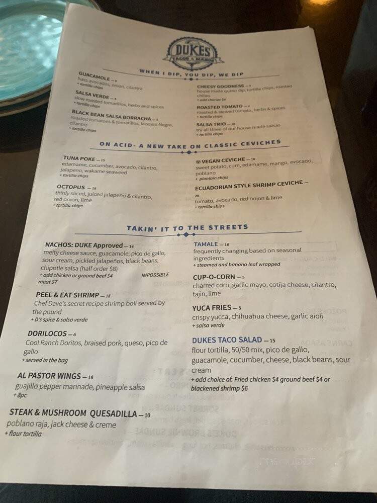 Duke's Tacos & Margs - Jupiter, FL menu_pic