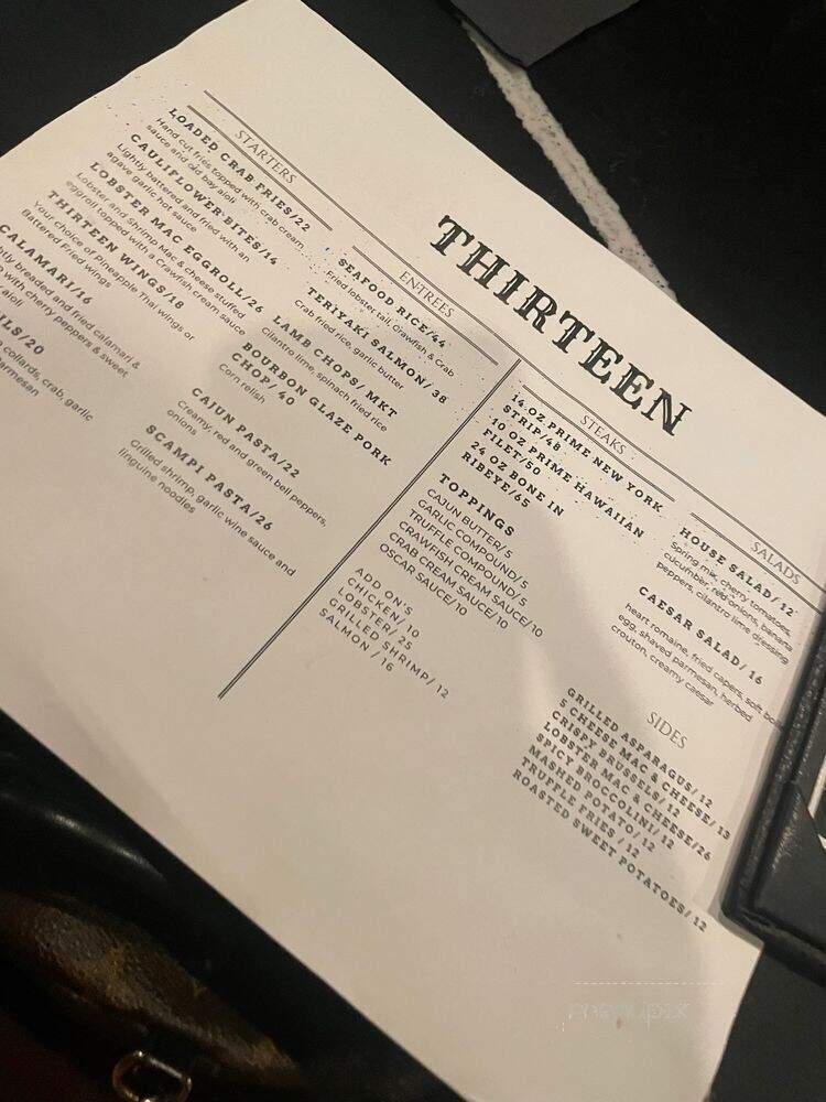 Thirteen - Houston, TX menu_pic