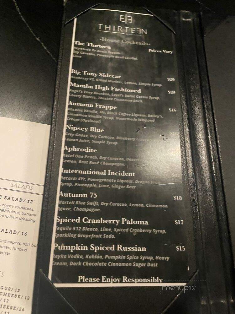 Thirteen - Houston, TX menu_pic