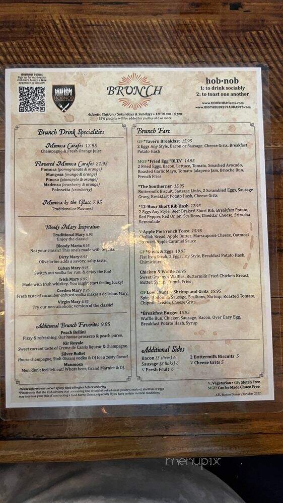 Hobnob Neighborhood Tavern - Atlanta, GA menu_pic