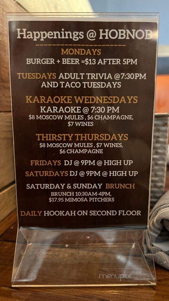 Hobnob Neighborhood Tavern - Atlanta, GA menu_pic