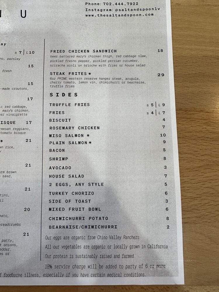 Salt & Spoon - Las Vegas, NV menu_pic