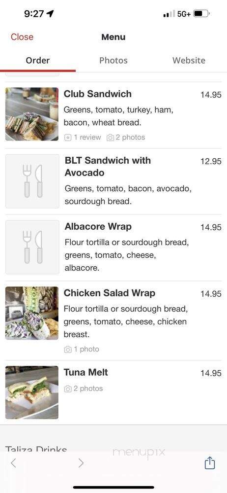 Taliza Coffee & Brunch - Norwalk, CA menu_pic