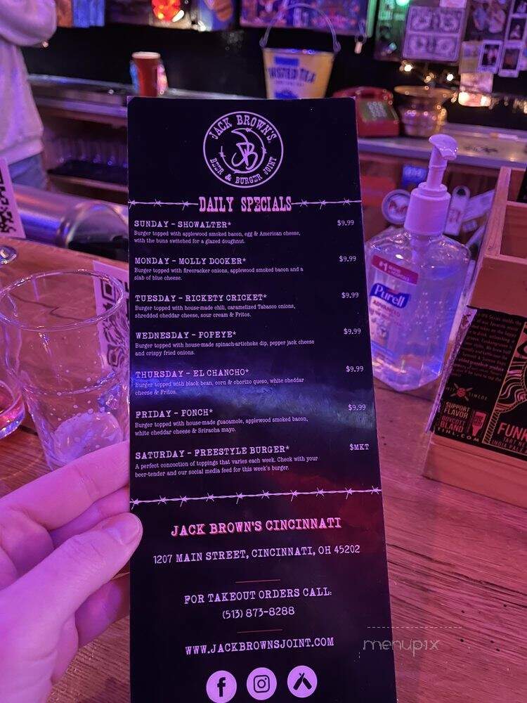 Jack Brown's - Cincinnati, OH menu_pic