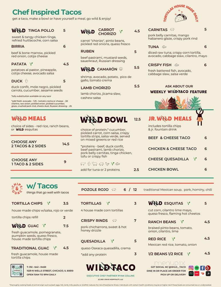 Wild Taco - Chicago, IL menu_pic