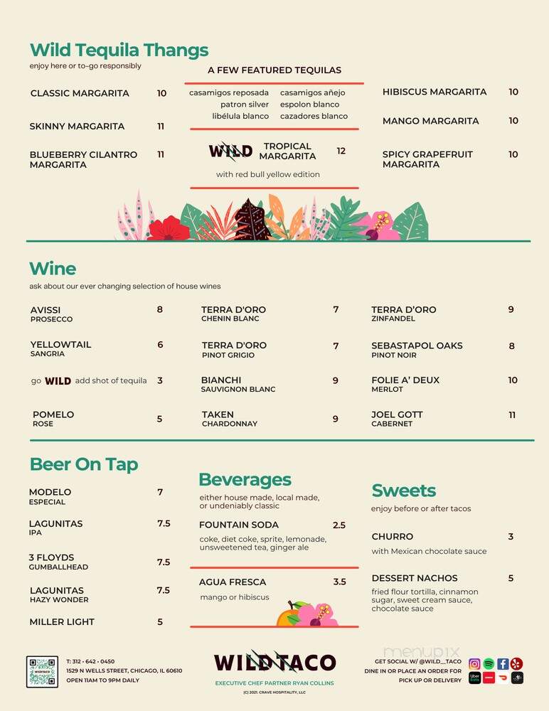 Wild Taco - Chicago, IL menu_pic
