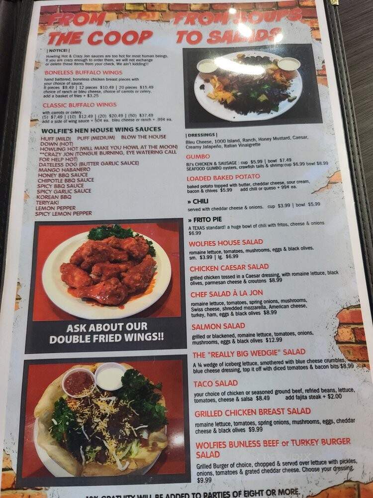 Wolfies - Sugar Land, TX menu_pic