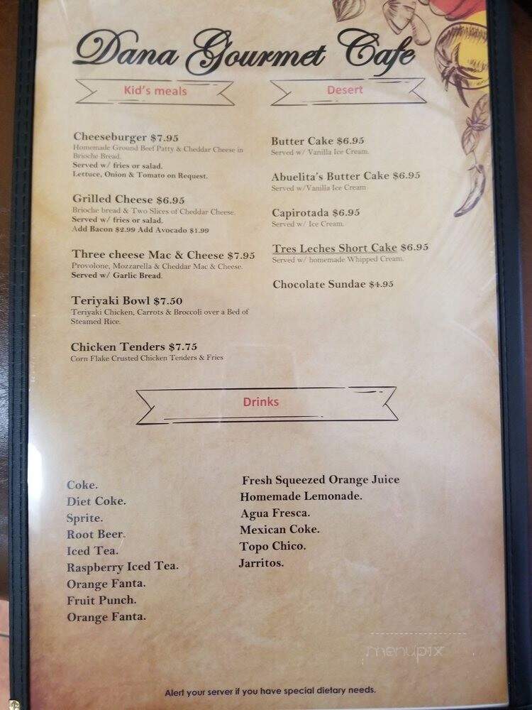 Dana gourmet cafe - Pomona, CA menu_pic