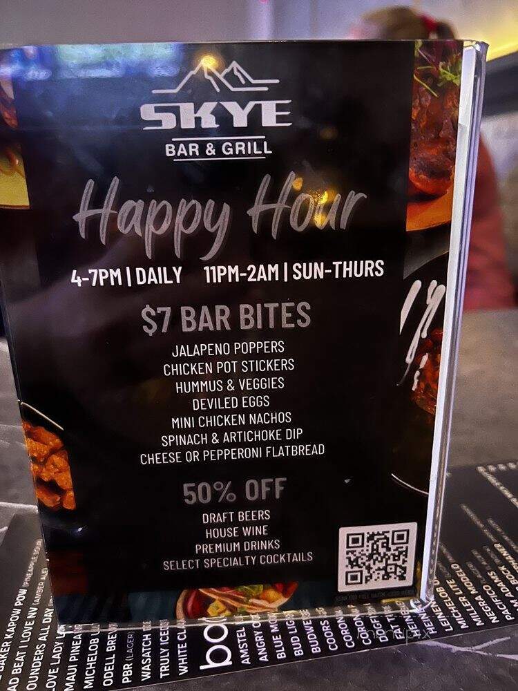Skye Bar & Grill - Las Vegas, NV menu_pic