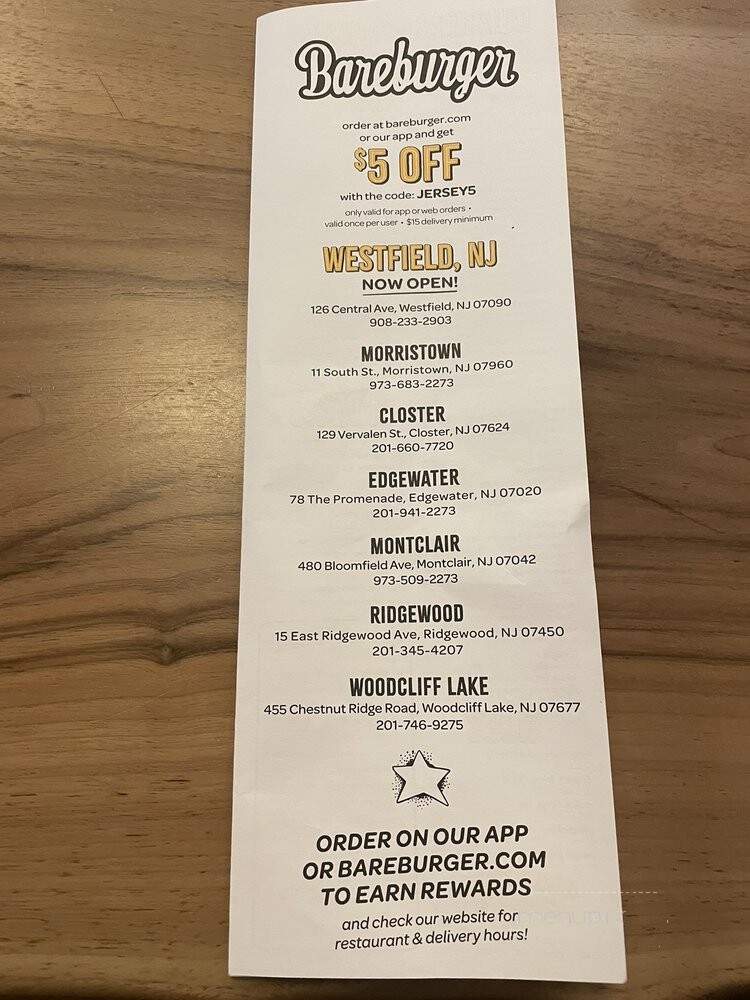 Bareburger - Westfield, NJ menu_pic