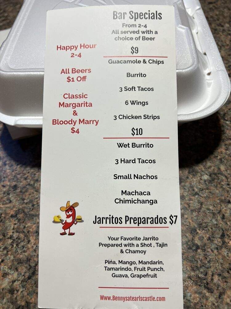 Benny's Mexican Kitchen At Earls Castle - Bullhead City, AZ menu_pic
