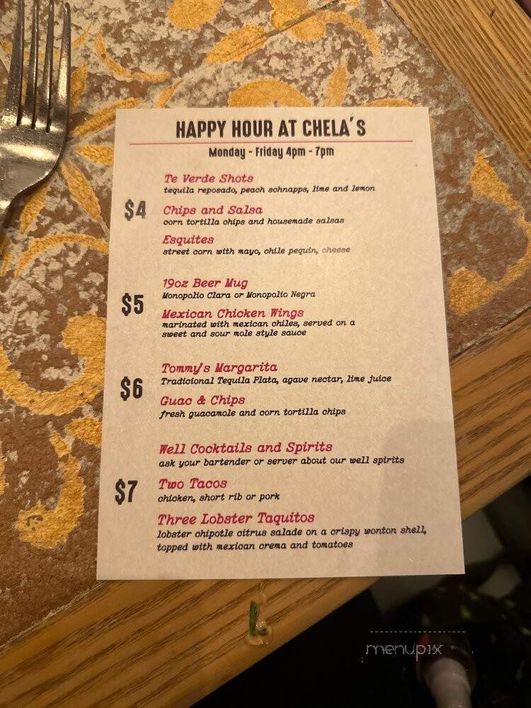 Chela's Beer Garden - Miami Lakes, FL menu_pic