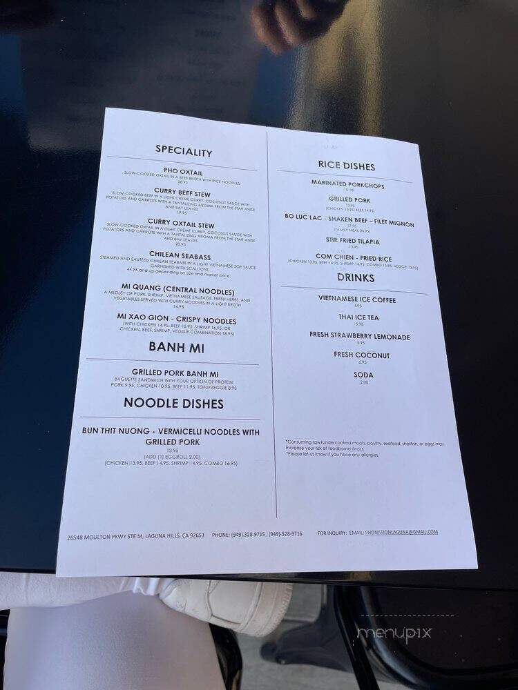 Pho Nation - Laguna Hills, CA menu_pic