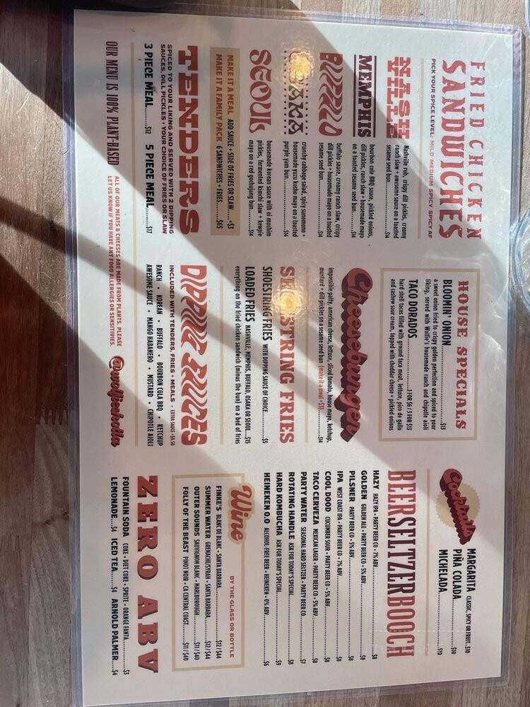 Wolfies Hot Chicken - Los Angeles, CA menu_pic