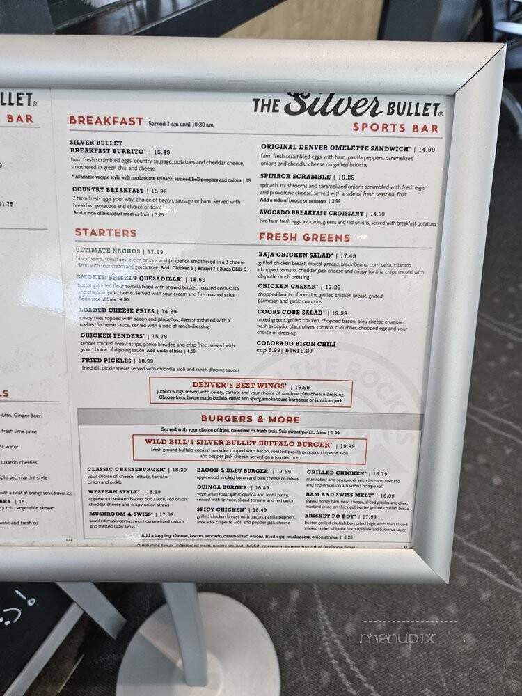 Coor's Silver Bullet Sports Bar - Denver, CO menu_pic