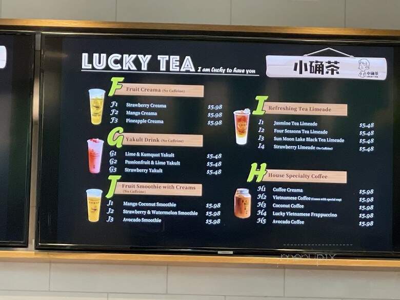 Lucky Tea - Santa Clara, CA menu_pic