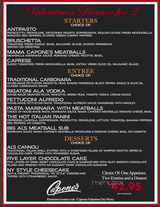Capone's Coal Fired Pizza - Kissimmee, FL menu_pic
