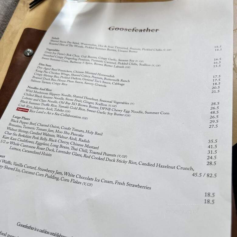 Goosefeather - Tarrytown, NY menu_pic