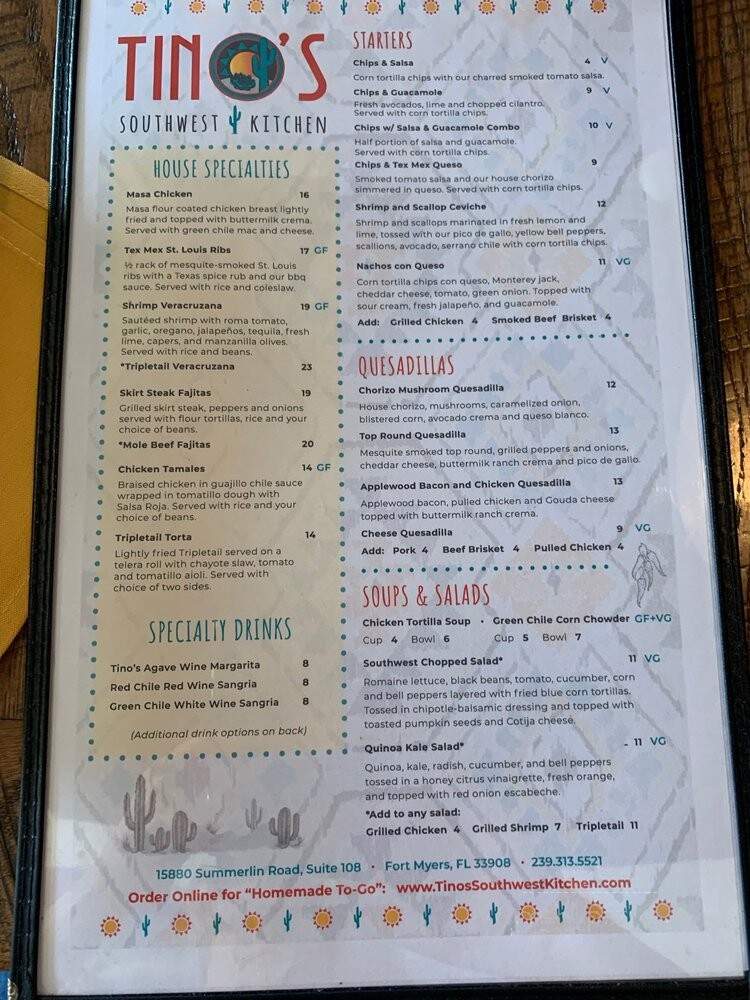 Tinos Southwest Kitchen - Fort Myers, FL menu_pic
