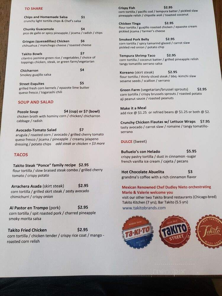 Takito Street - Chicago, IL menu_pic