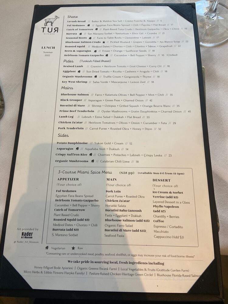 Tur Kitchen - Coral Gables, FL menu_pic