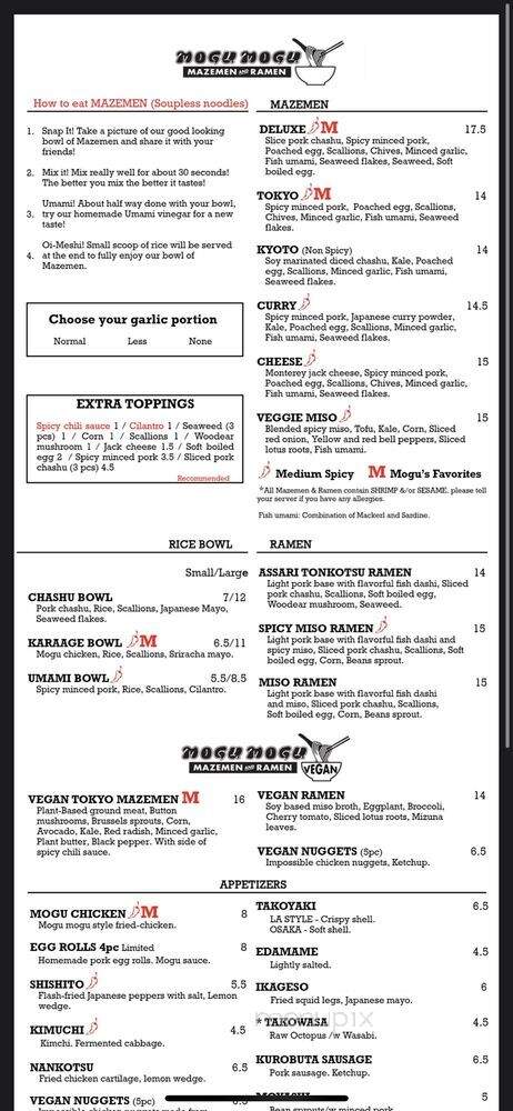 Mogumogu - Costa Mesa, CA menu_pic