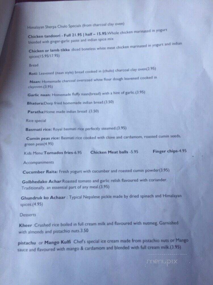 Himalayan Sherpa Kitchen - Chicago, IL menu_pic