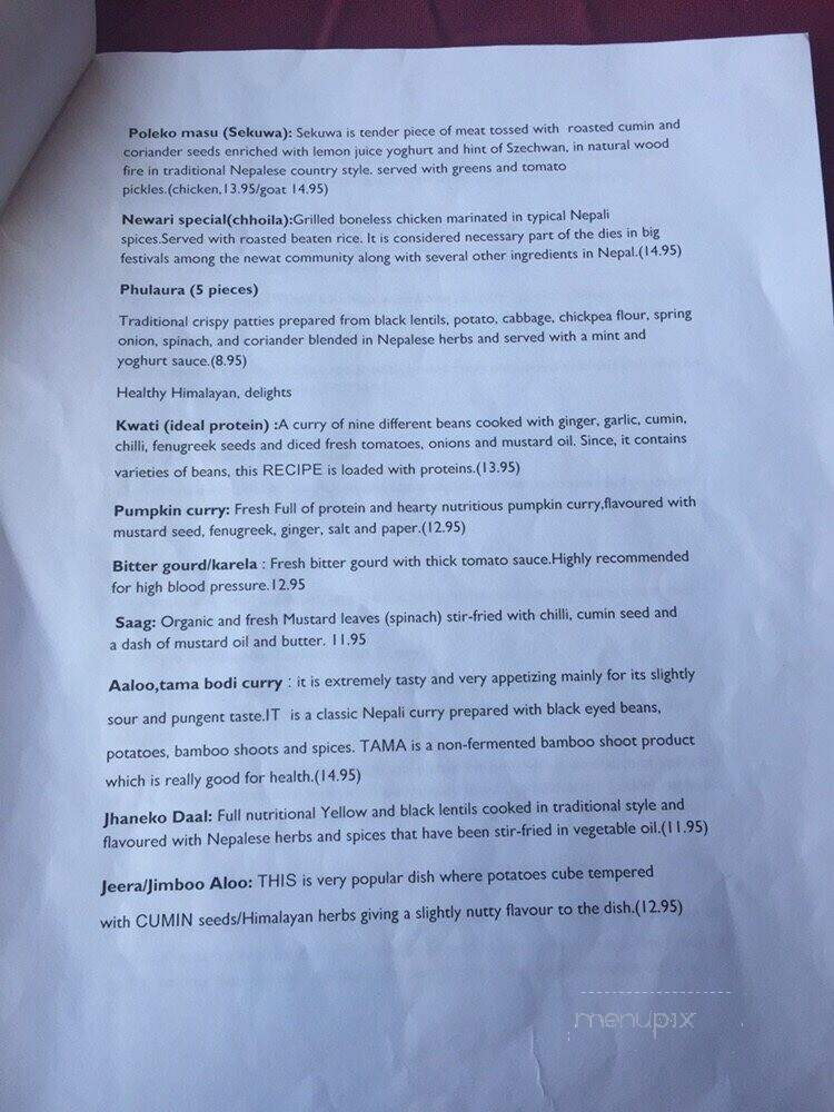 Himalayan Sherpa Kitchen - Chicago, IL menu_pic