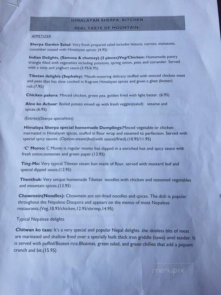 Himalayan Sherpa Kitchen - Chicago, IL menu_pic