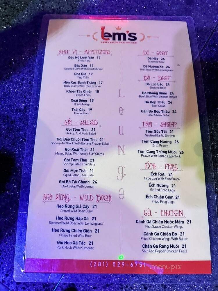 Lem's Kitchen - Houston, TX menu_pic