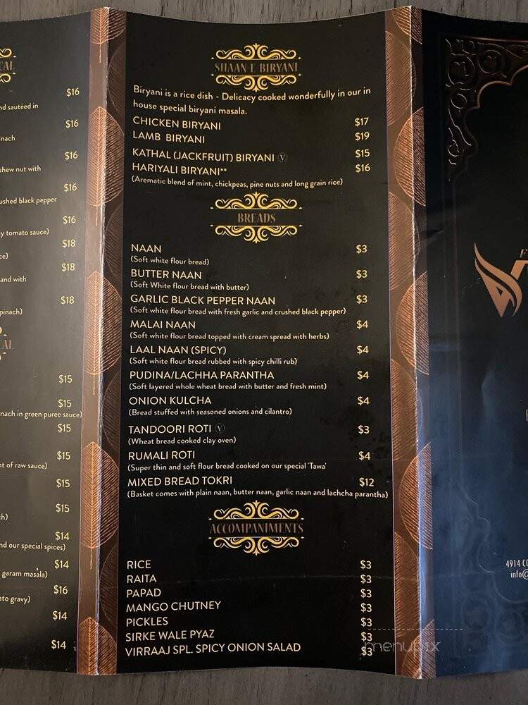 Virraaj - Bethesda, MD menu_pic