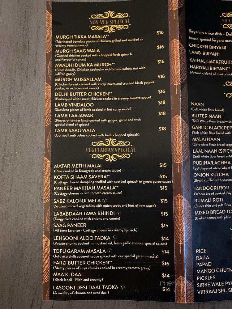 Virraaj - Bethesda, MD menu_pic