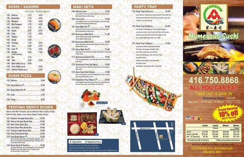 Numerous Sushi - Toronto, ON menu_pic