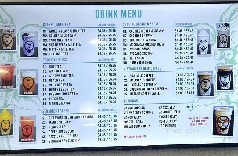 Aimees Boba Cafe - Sacramento, CA menu_pic