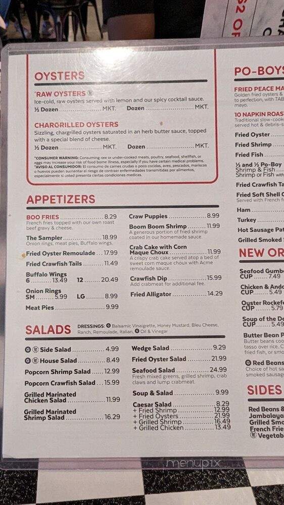 Acme Oyster House - Houston, TX menu_pic